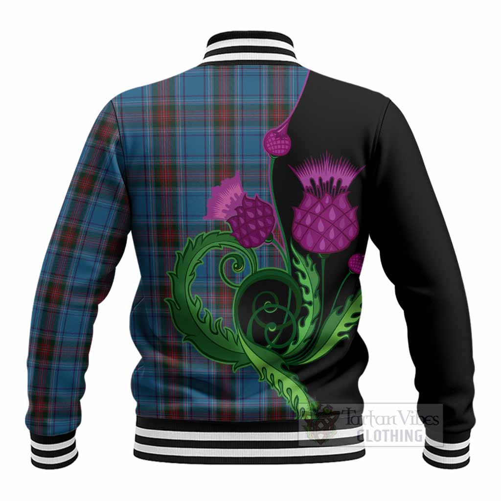 Louth County Ireland Tartan Baseball Jacket Traditional Scottish Thistle