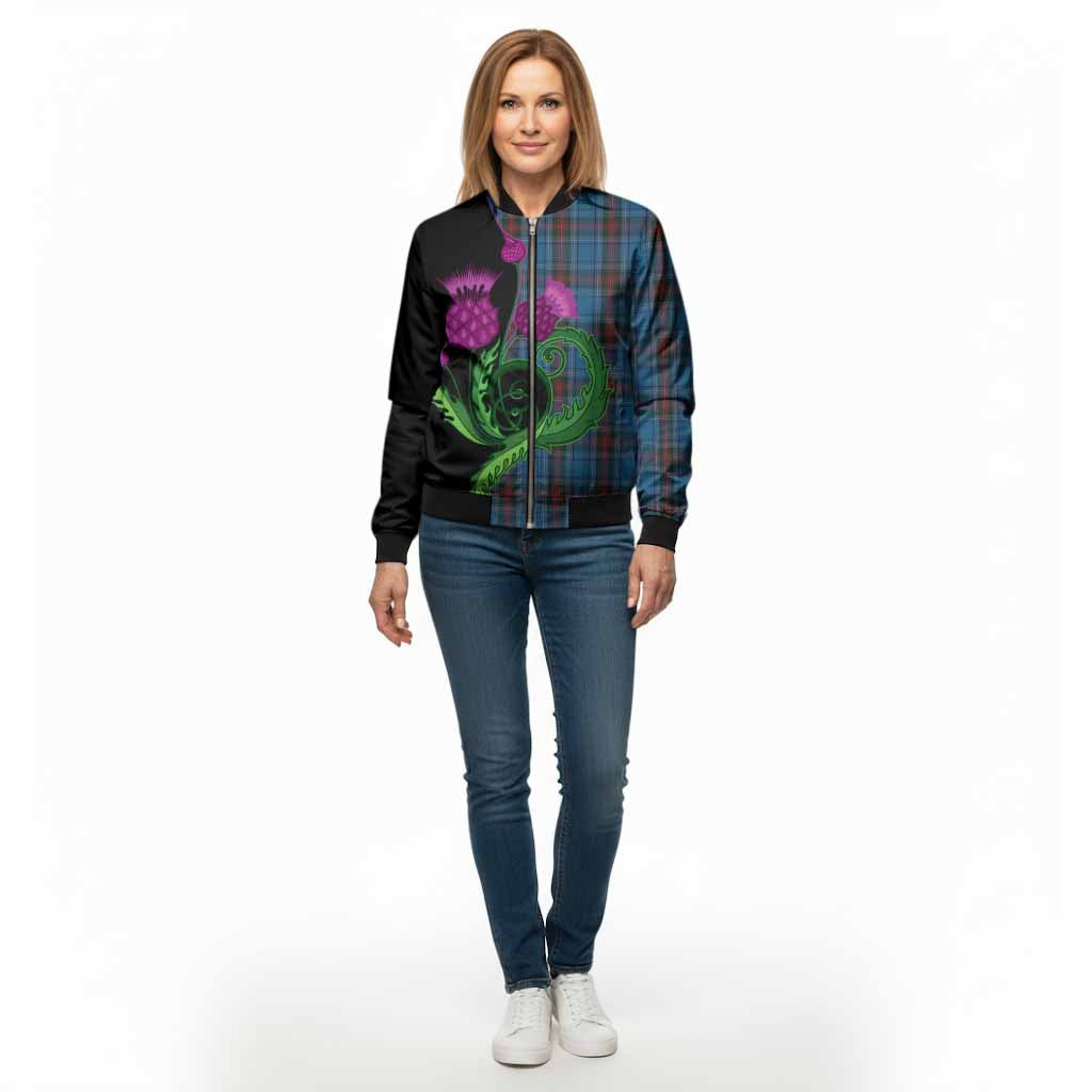 Louth County Ireland Tartan Bomber Jacket Traditional Scottish Thistle