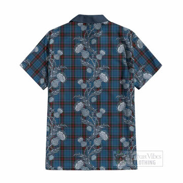 Louth County Ireland Tartan Cotton Hawaiian Shirt Seamless Scottish Thistle Flowers