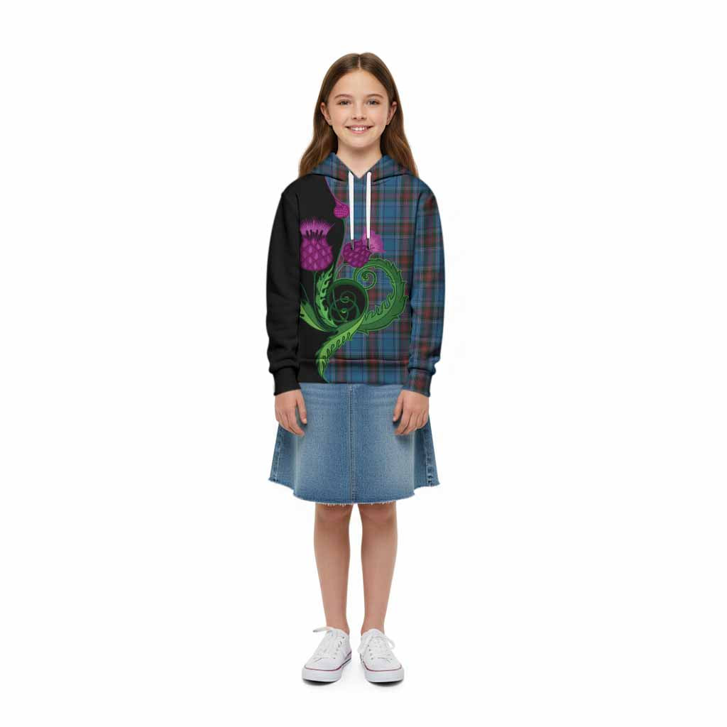 Louth County Ireland Tartan Kid Hoodie Traditional Scottish Thistle