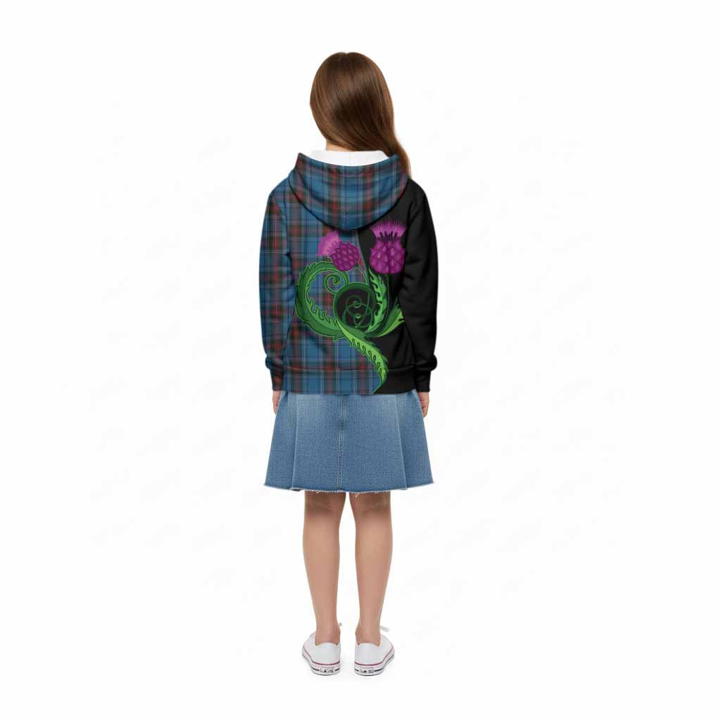 Louth County Ireland Tartan Kid Hoodie Traditional Scottish Thistle