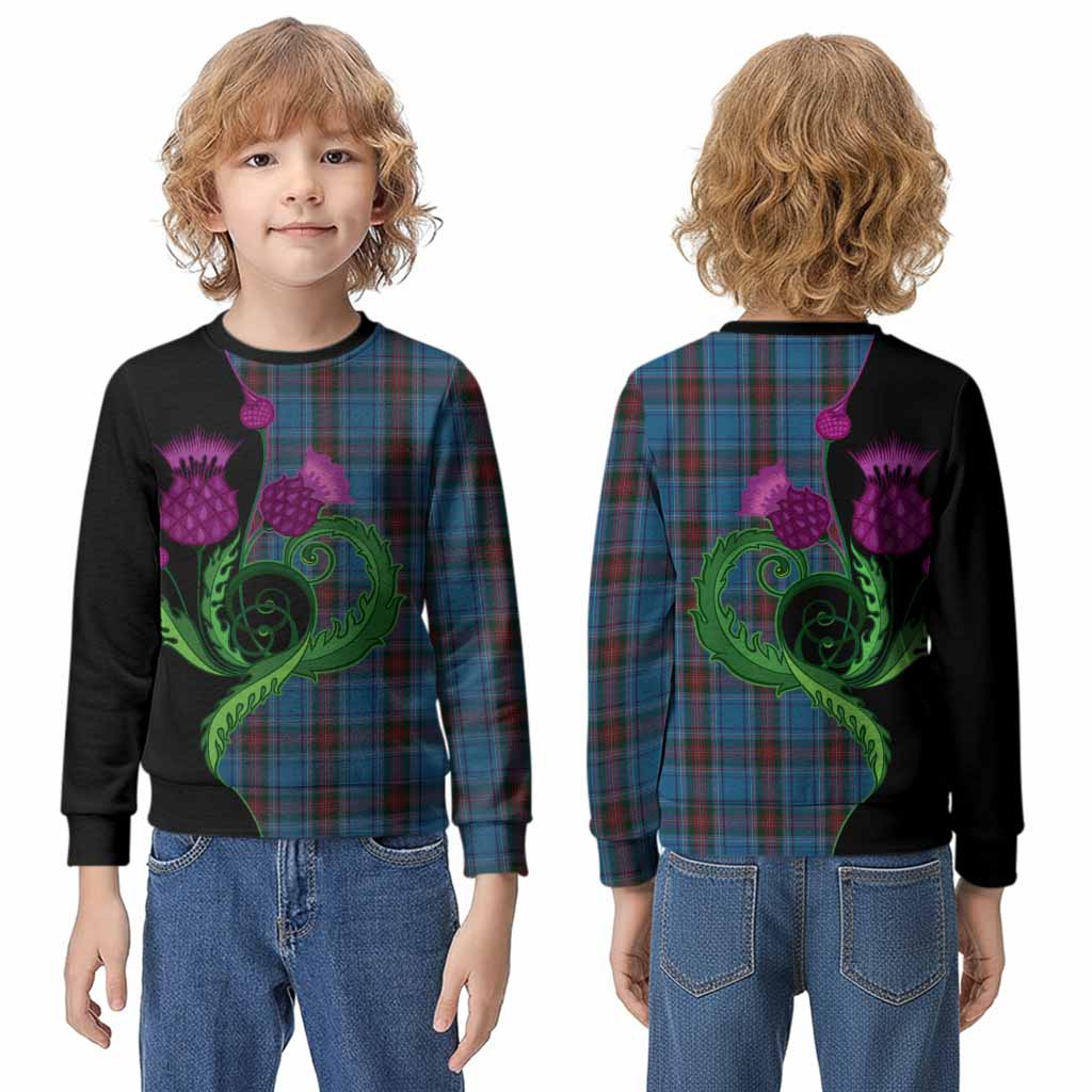 Louth County Ireland Tartan Kid Knitted Sweatshirt Traditional Scottish Thistle