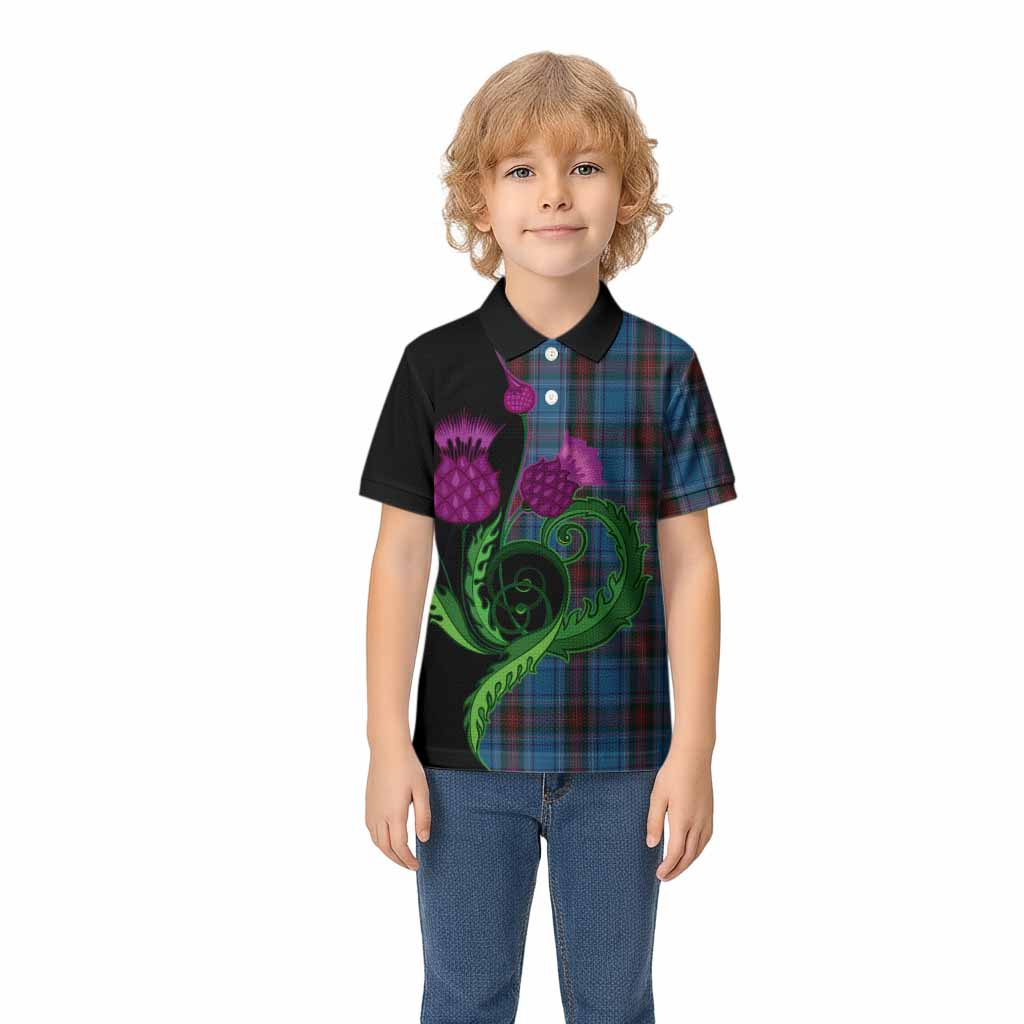 Louth County Ireland Tartan Kid Polo Shirt Traditional Scottish Thistle