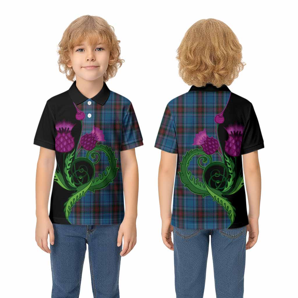 Louth County Ireland Tartan Kid Polo Shirt Traditional Scottish Thistle