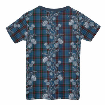 Louth County Ireland Tartan Kid T-shirt Seamless Scottish Thistle Flowers