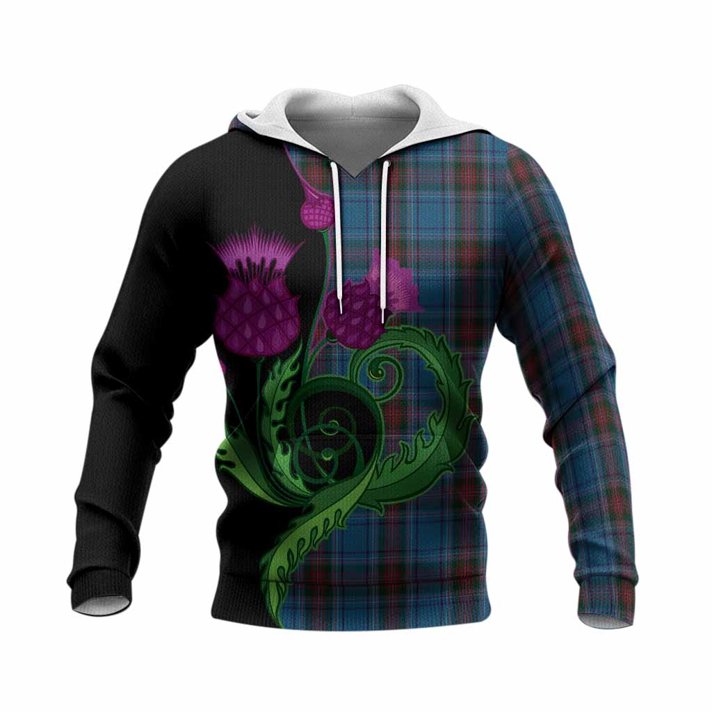 Louth County Ireland Tartan Knitted Hoodie Traditional Scottish Thistle