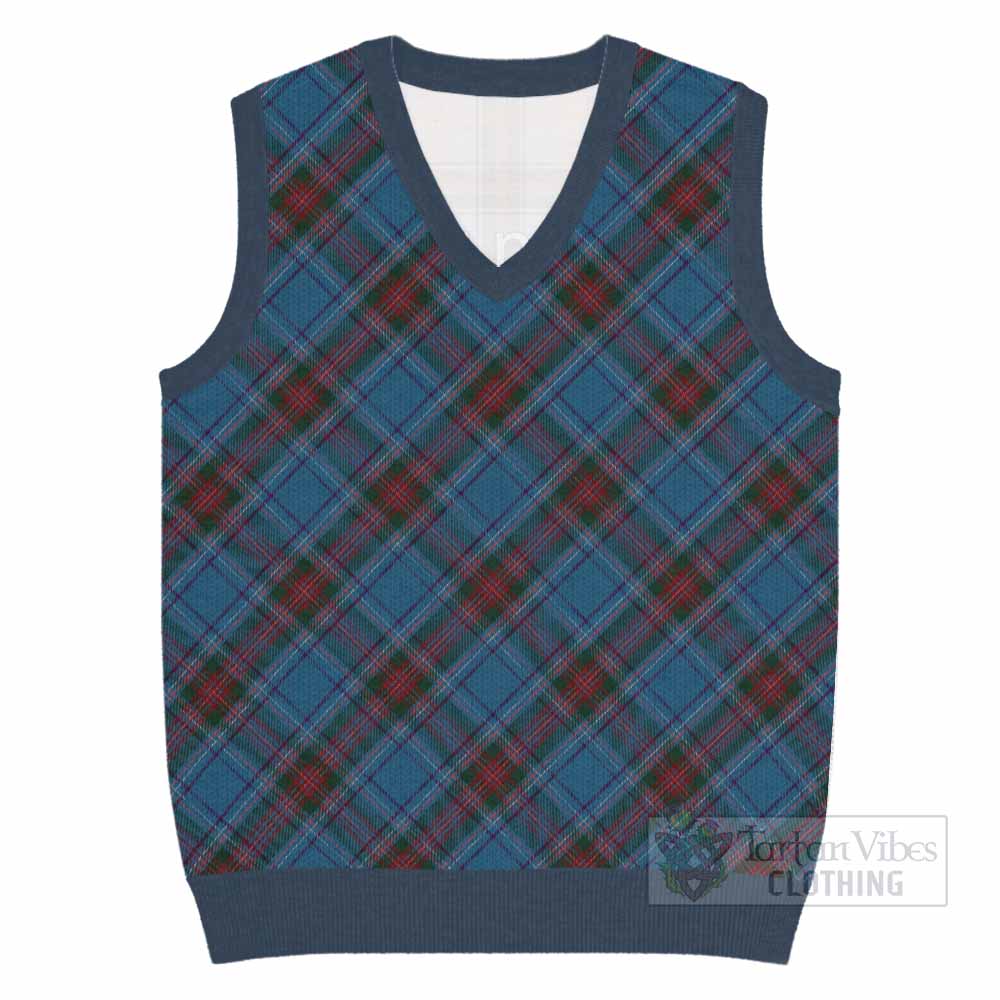 Louth County Ireland Tartan  Knitted V-Neck Vest Cross Style
