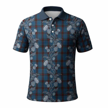 Louth County Ireland Tartan Polo Shirt Seamless Scottish Thistle Flowers