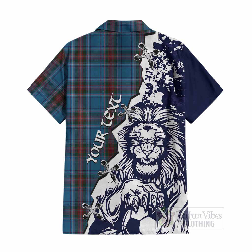Louth County Ireland Tartan Scottish Cotton Hawaiian Shirt Angry Lion With Soccer Ball Style