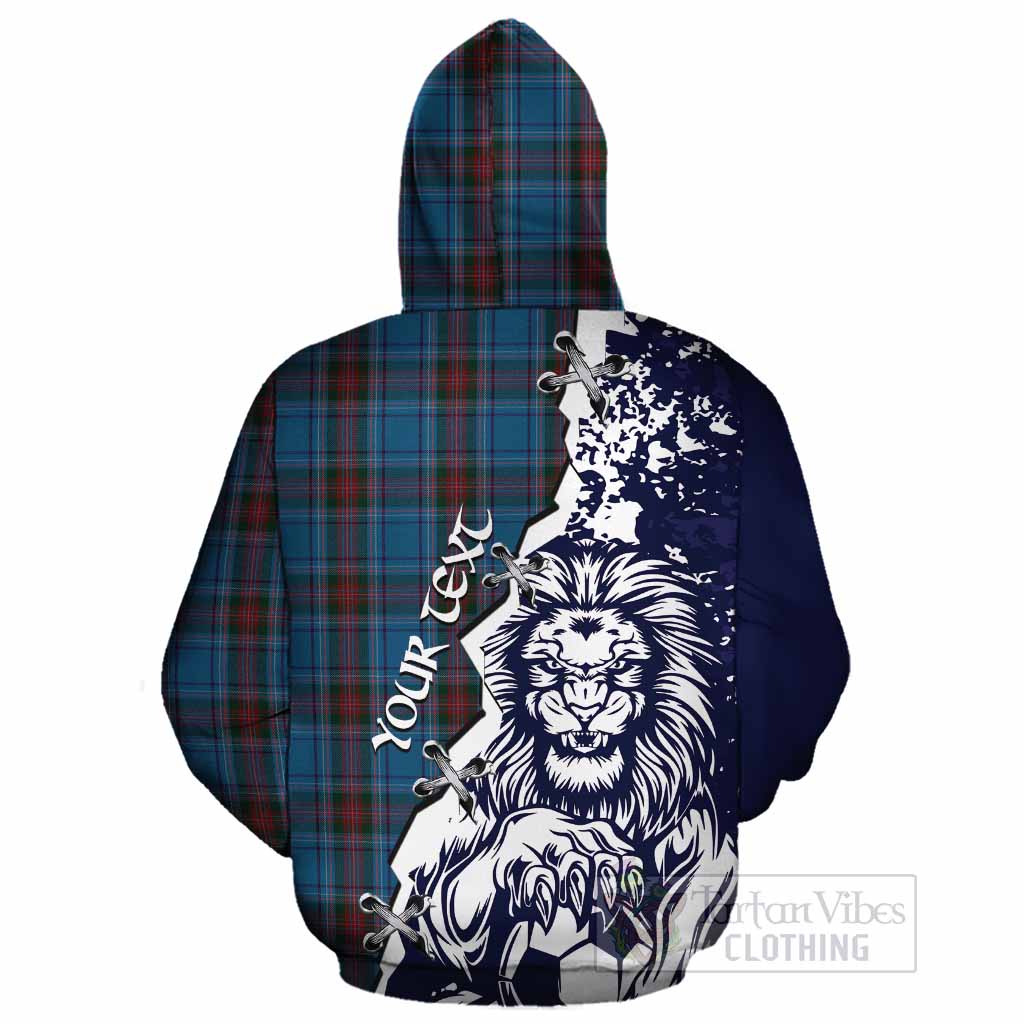 Louth County Ireland Tartan Scottish Cotton Hoodie Angry Lion With Soccer Ball Style