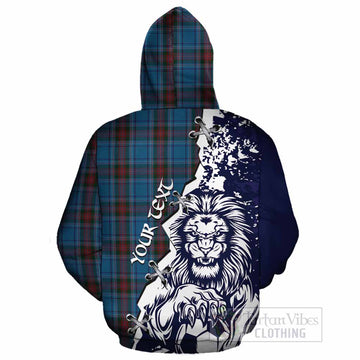 Louth County Ireland Tartan Scottish Cotton Hoodie Angry Lion With Soccer Ball Style