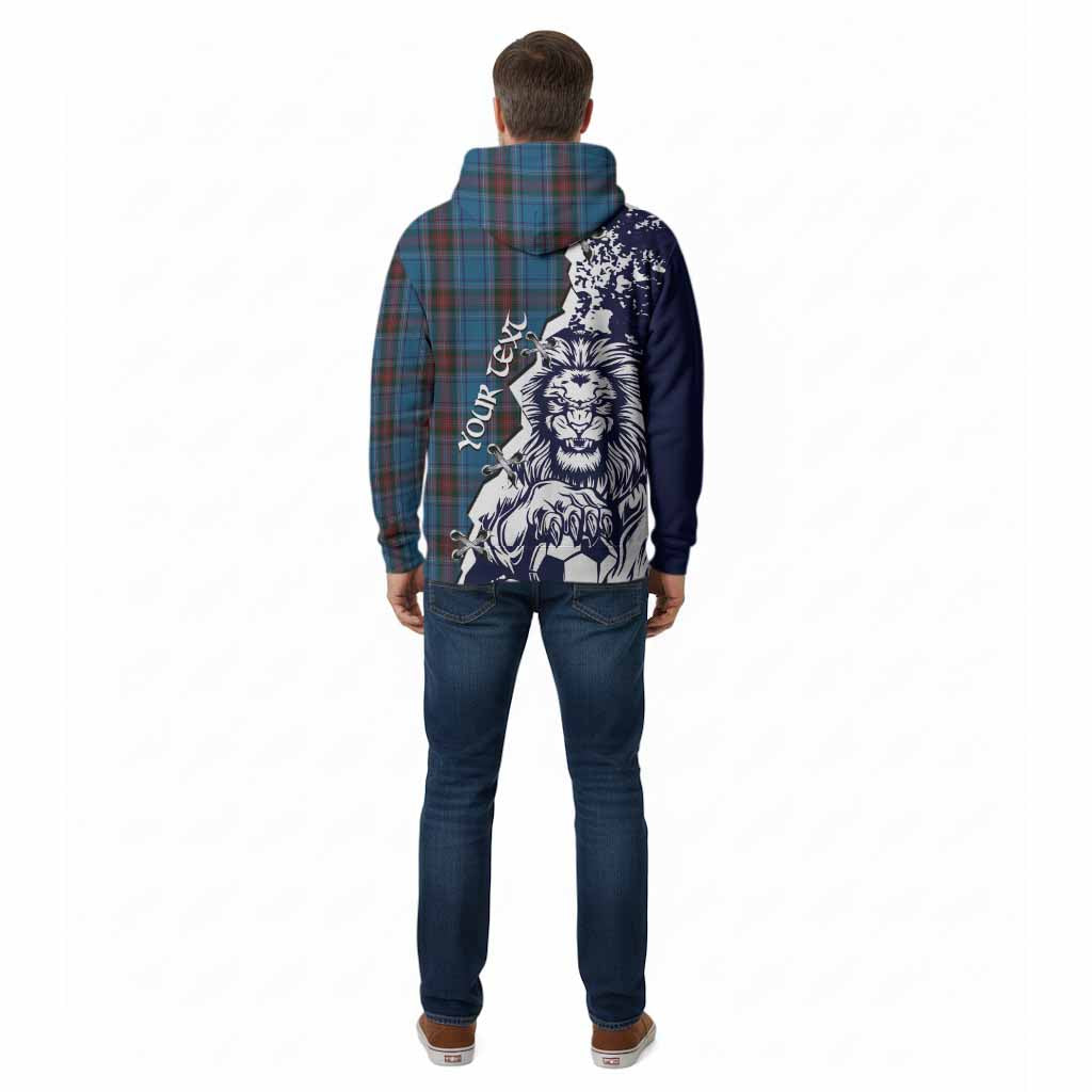 Louth County Ireland Tartan Scottish Cotton Hoodie Angry Lion With Soccer Ball Style