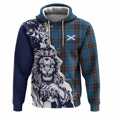 Louth County Ireland Tartan Scottish Hoodie Angry Lion With Soccer Ball Style