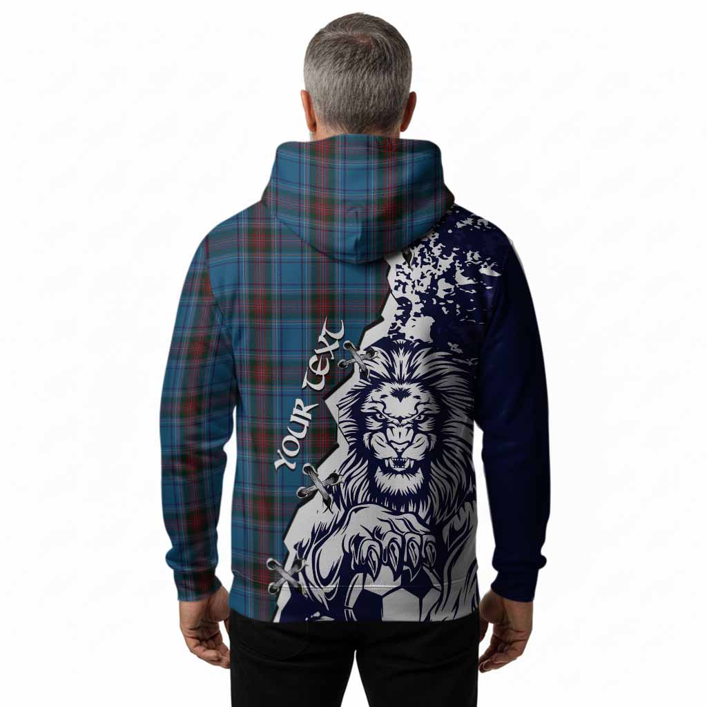 Louth County Ireland Tartan Scottish Hoodie Angry Lion With Soccer Ball Style