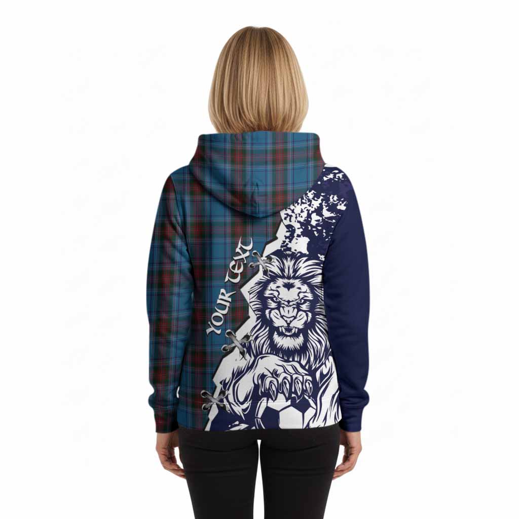 Louth County Ireland Tartan Scottish Hoodie Angry Lion With Soccer Ball Style