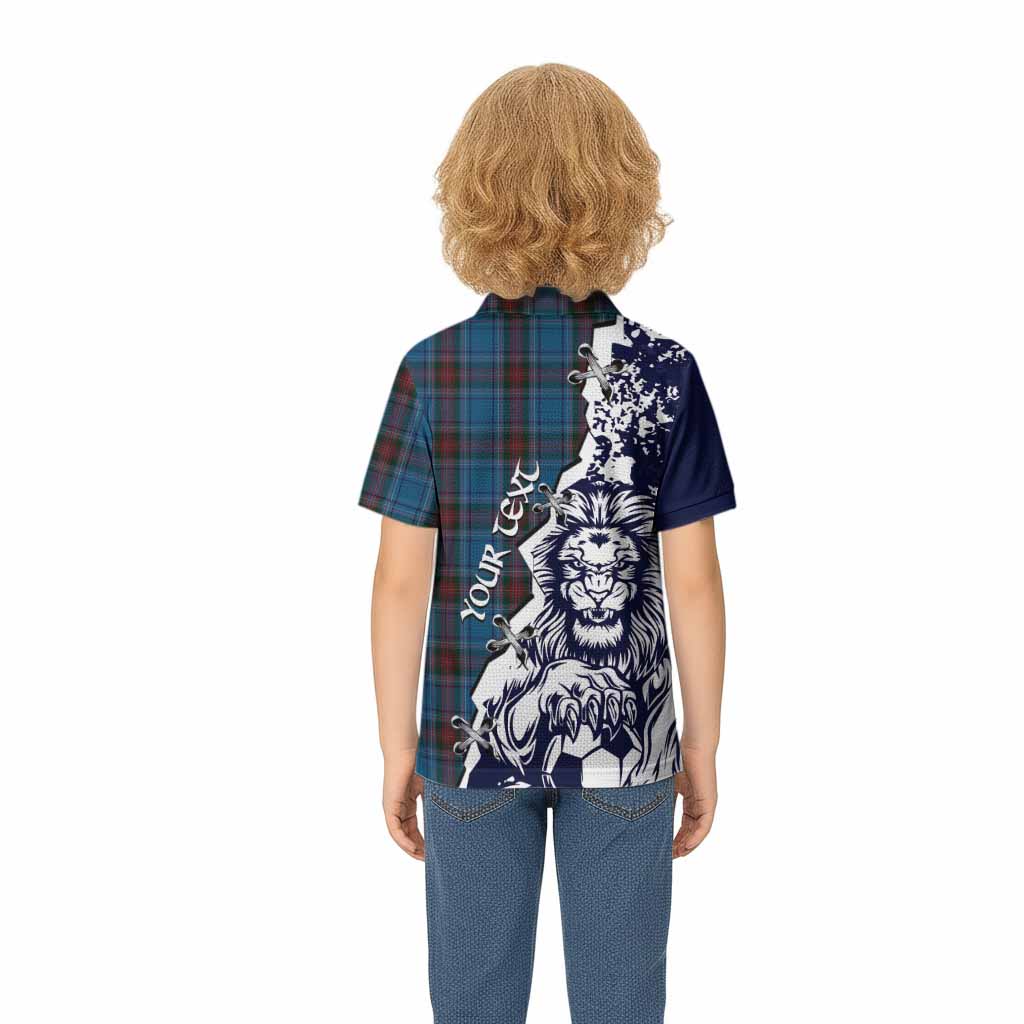 Louth County Ireland Tartan Scottish Kid Polo Shirt Angry Lion With Soccer Ball Style