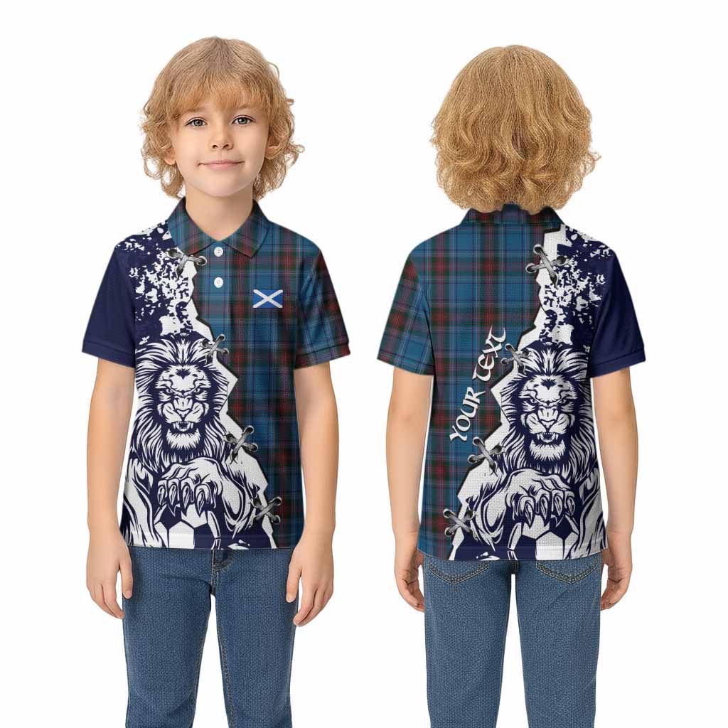 Louth County Ireland Tartan Scottish Kid Polo Shirt Angry Lion With Soccer Ball Style