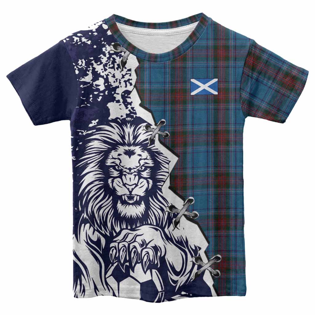 Louth County Ireland Tartan Scottish Kid T-shirt Angry Lion With Soccer Ball Style