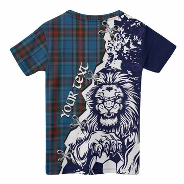 Louth County Ireland Tartan Scottish Kid T-shirt Angry Lion With Soccer Ball Style