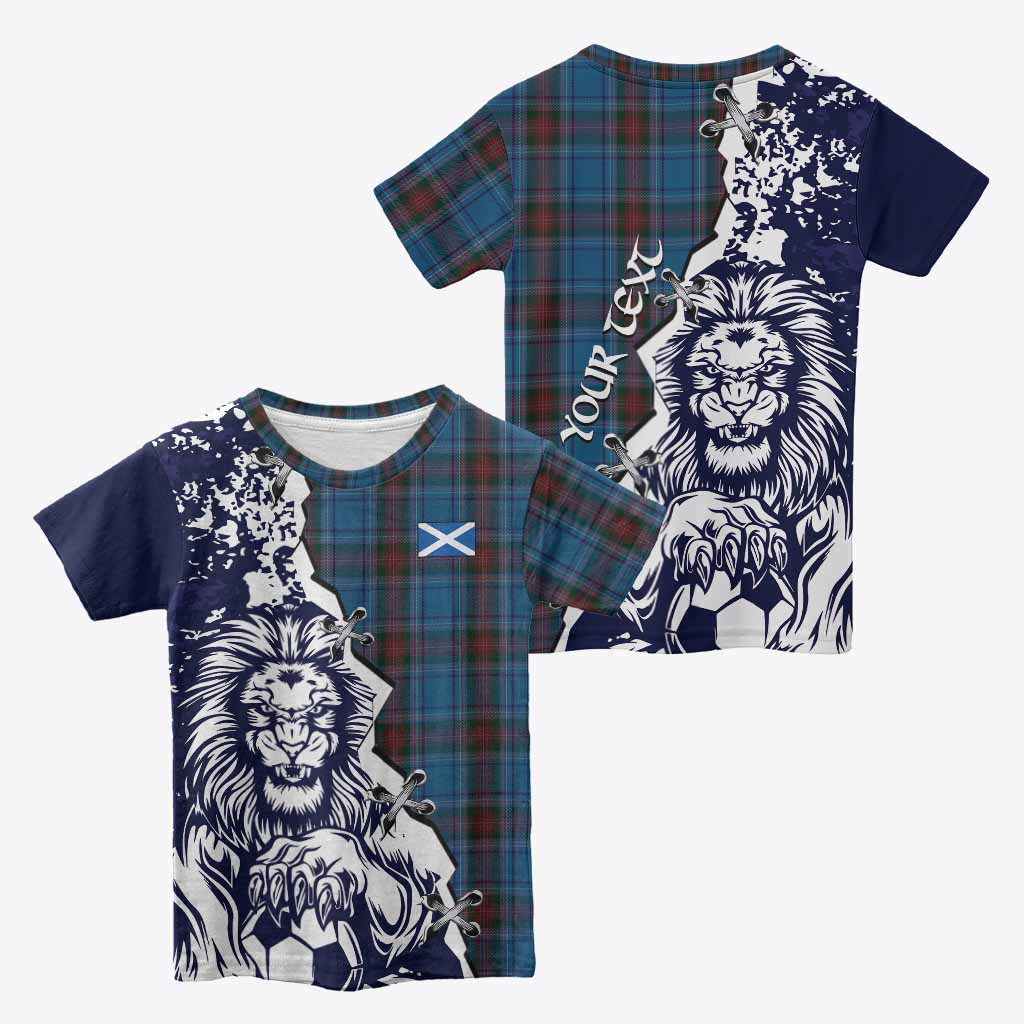 Louth County Ireland Tartan Scottish Kid T-shirt Angry Lion With Soccer Ball Style