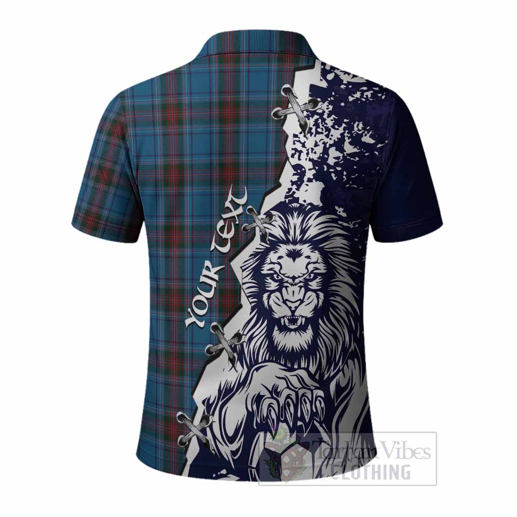 Louth County Ireland Tartan Scottish Polo Shirt Angry Lion With Soccer Ball Style