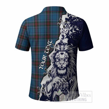 Louth County Ireland Tartan Scottish Polo Shirt Angry Lion With Soccer Ball Style