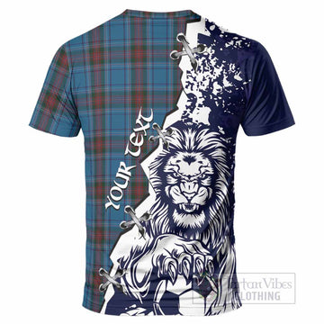 Louth County Ireland Tartan Scottish T-Shirt Angry Lion With Soccer Ball Style