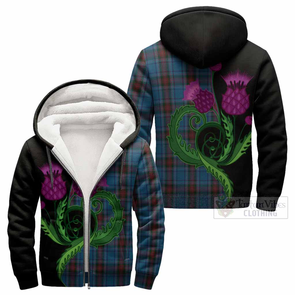 Louth County Ireland Tartan Sherpa Hoodie Traditional Scottish Thistle