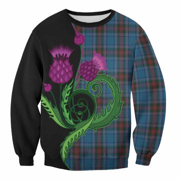 Louth County Ireland Tartan Sweatshirt Traditional Scottish Thistle