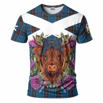 Louth County Ireland Tartan T-Shirt Scottish Thistle Heilan Coo