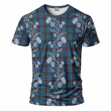 Louth County Ireland Tartan T-Shirt Seamless Scottish Thistle Flowers