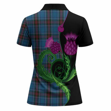 Louth County Ireland Tartan Women Polo Shirt Traditional Scottish Thistle