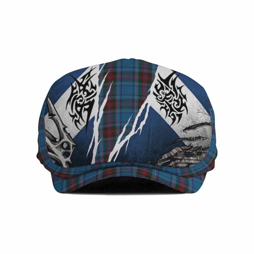 Louth Tartan Flat Cap, Jeff Cap Scotland Flag Ripped Tribal Design