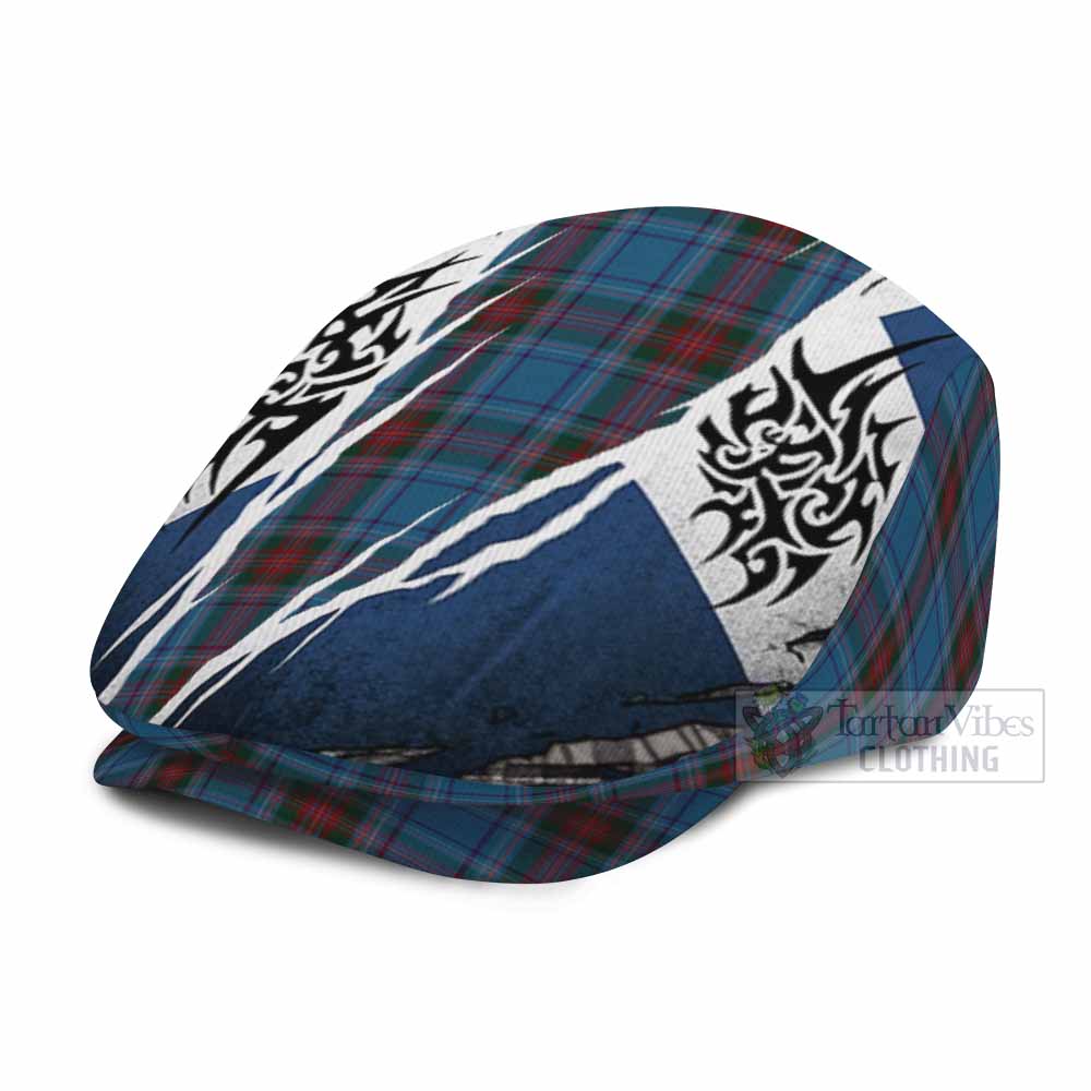 Louth Tartan Flat Cap, Jeff Cap Scotland Flag Ripped Tribal Design