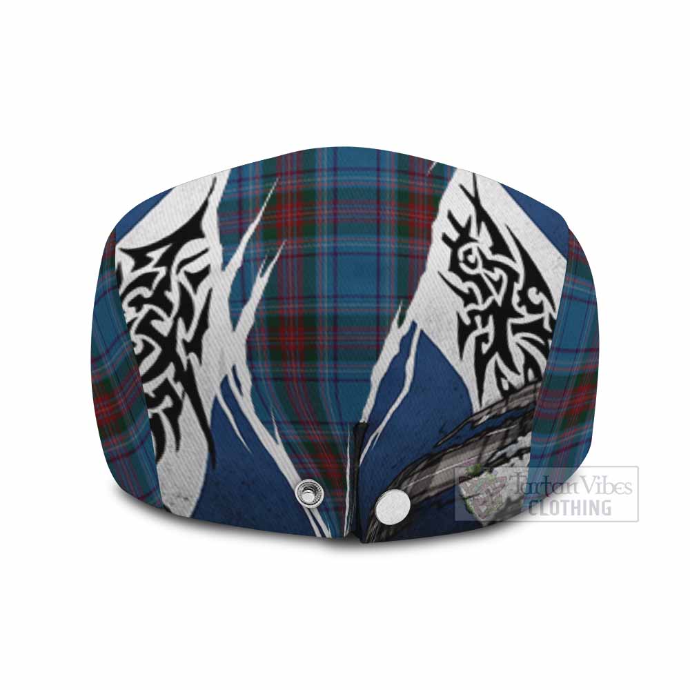 Louth Tartan Flat Cap, Jeff Cap Scotland Flag Ripped Tribal Design