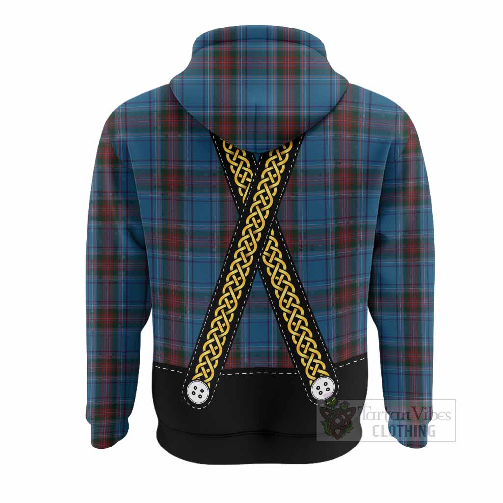 Louth Tartan Lederhosen Costume Hoodie Scotland Celtic Knot Motif