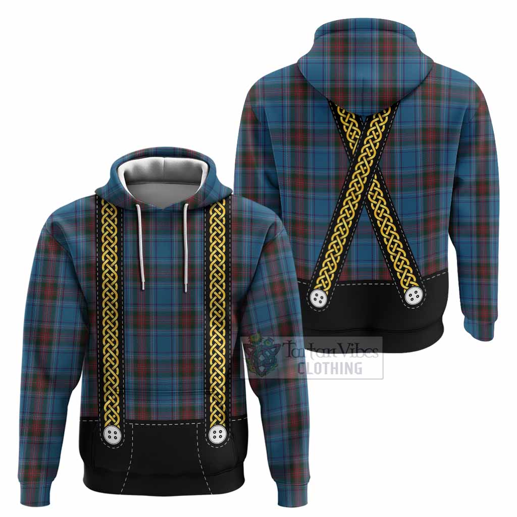 Louth Tartan Lederhosen Costume Hoodie Scotland Celtic Knot Motif