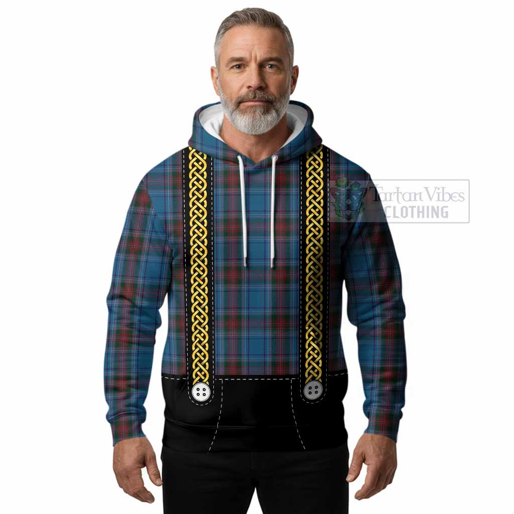 Louth Tartan Lederhosen Costume Hoodie Scotland Celtic Knot Motif