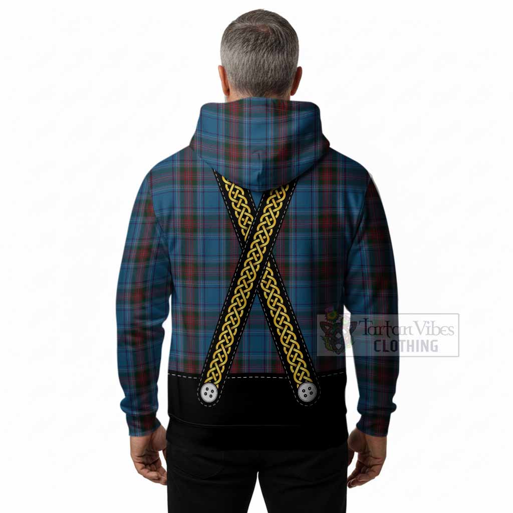 Louth Tartan Lederhosen Costume Hoodie Scotland Celtic Knot Motif