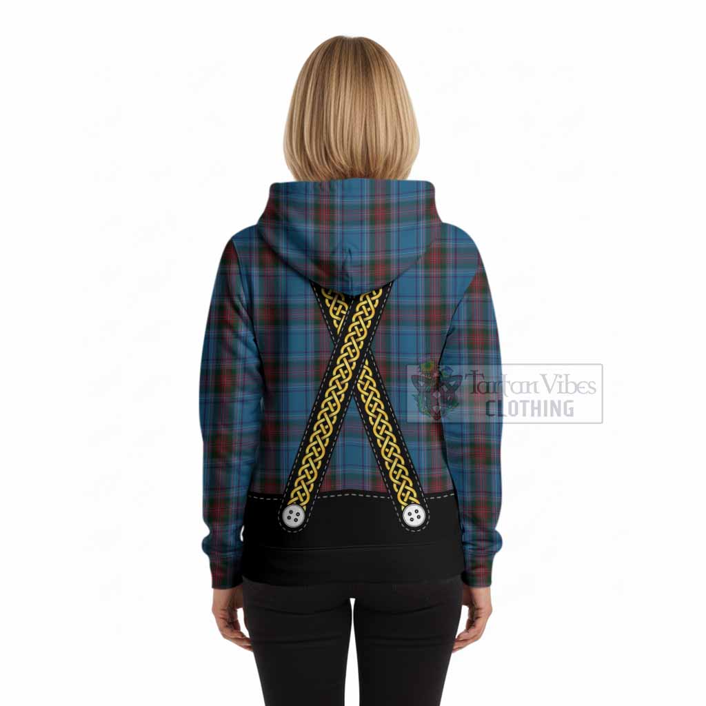 Louth Tartan Lederhosen Costume Hoodie Scotland Celtic Knot Motif