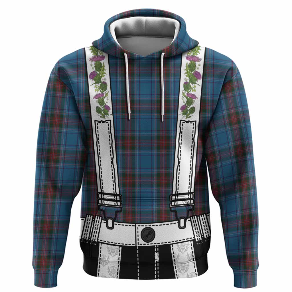 Louth Tartan Lederhosen Costume Hoodie Scotland Thistle Floral