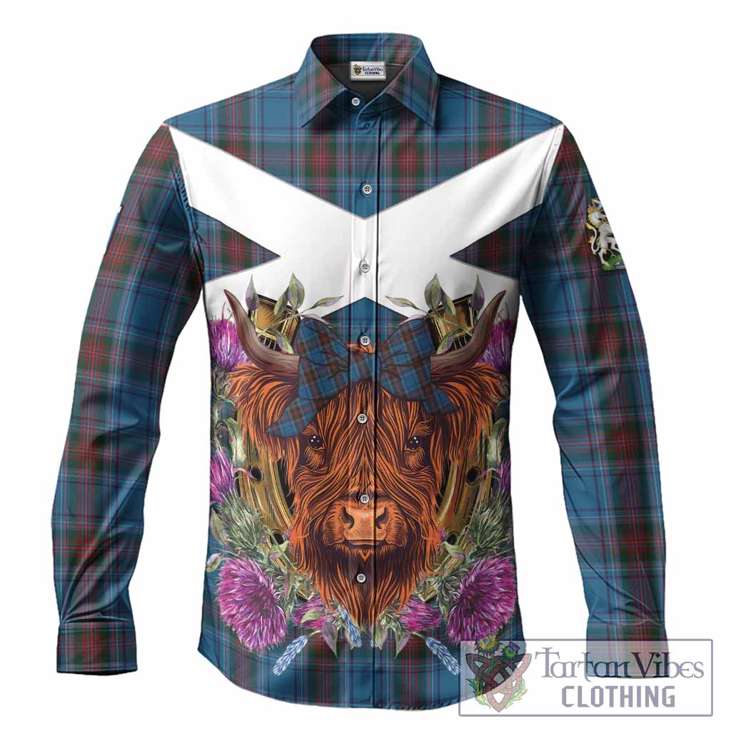 Louth Tartan Long Sleeve Button Shirts Scottish Thistle Heilan Coo