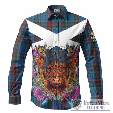 Louth Tartan Long Sleeve Button Shirts Scottish Thistle Heilan Coo