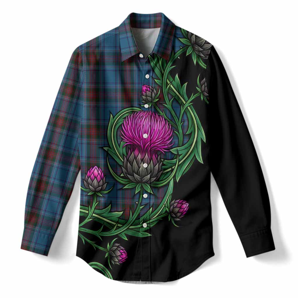 Louth Tartan Women Casual Shirt Resilient Scottish Thistle