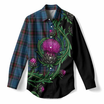Louth Tartan Women Casual Shirt Resilient Scottish Thistle