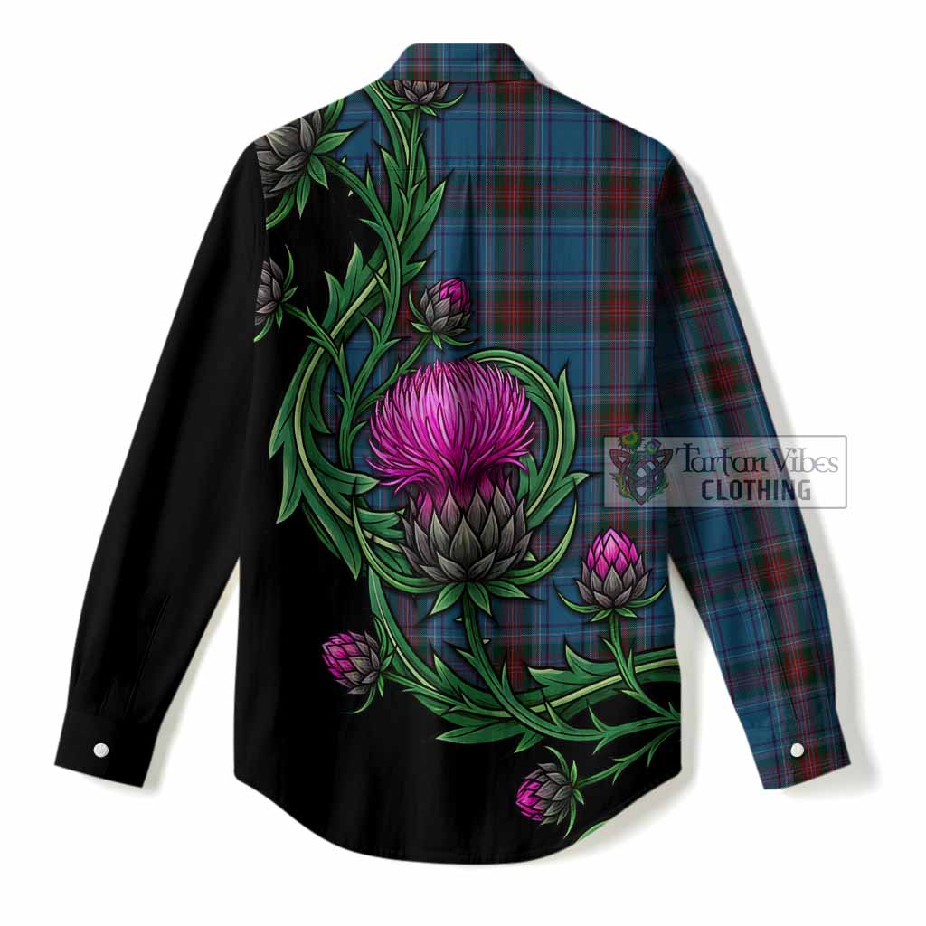 Louth Tartan Women Casual Shirt Resilient Scottish Thistle