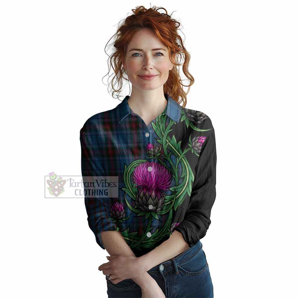 Louth Tartan Women Casual Shirt Resilient Scottish Thistle
