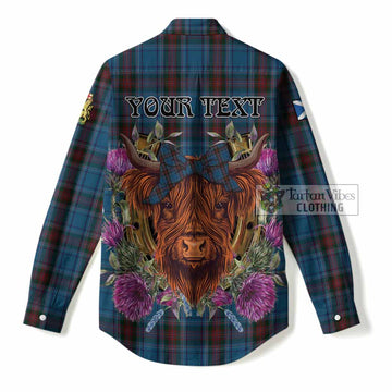 Louth Tartan Women Casual Shirt Scottish Thistle Heilan Coo