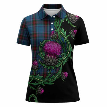 Louth Tartan Women Polo Shirt Resilient Scottish Thistle