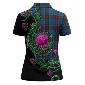 Louth Tartan Women Polo Shirt Resilient Scottish Thistle
